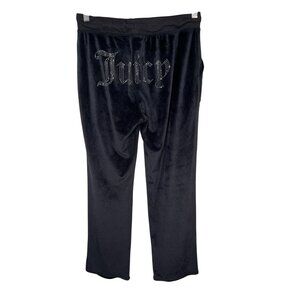 Juicy Couture Womens Black Velour Lounge Pants Rhinestone backside Size L